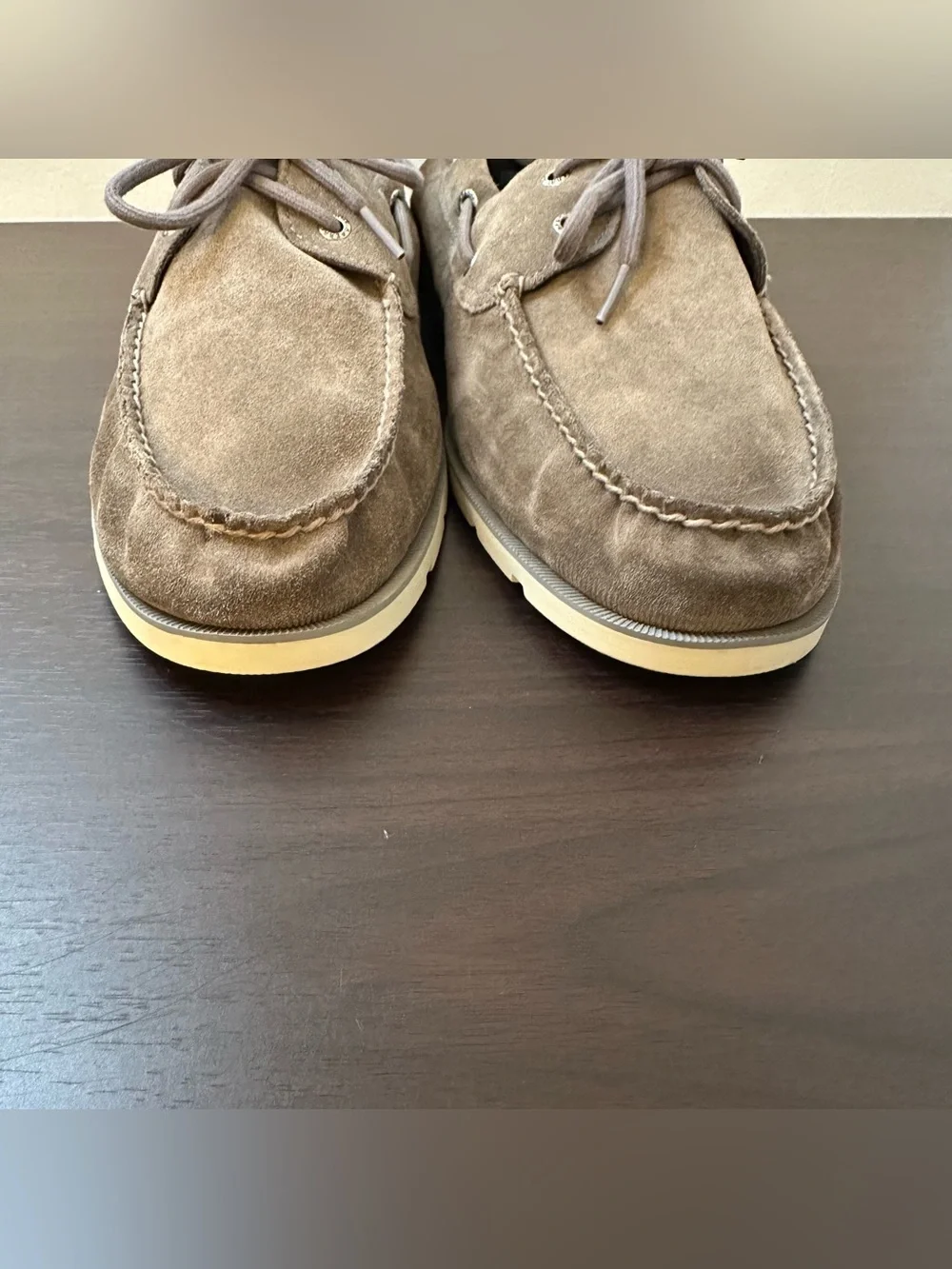 Sperry Top-Sider Gray Suede Boat Shoes Lace-Up 2-Eye Ripple 15 Casual Coastal